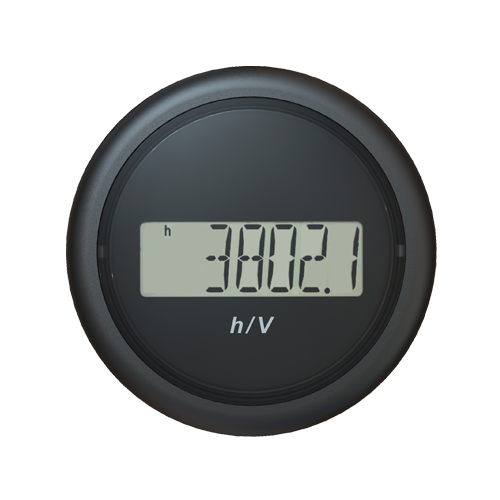 VL Engine Hour Counter + Voltmeter 52mm with LCD Black