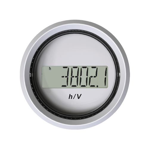 VL Engine Hour Counter + Voltmeter 52mm with LCD White -tw